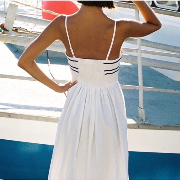 Ciao Lucia White and Blue Spaghetti Strap Sundress